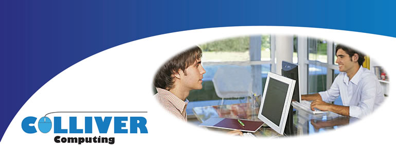 colliver computing logo and two guys on pcs